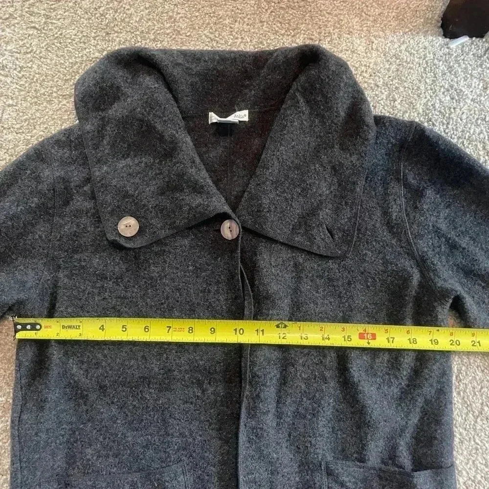 Woolen Deane & White Wool Button Down Grey Cardigan - Picture 10 of 14